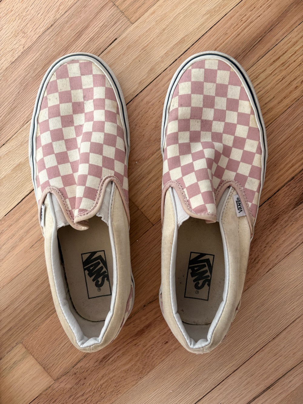 Vans Slip-On Checkerboard in Pink and Cream